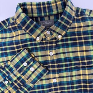 LL Bean Signature Men's Medium Slim Fit Plaid Button Down Shirt Long Sleeve